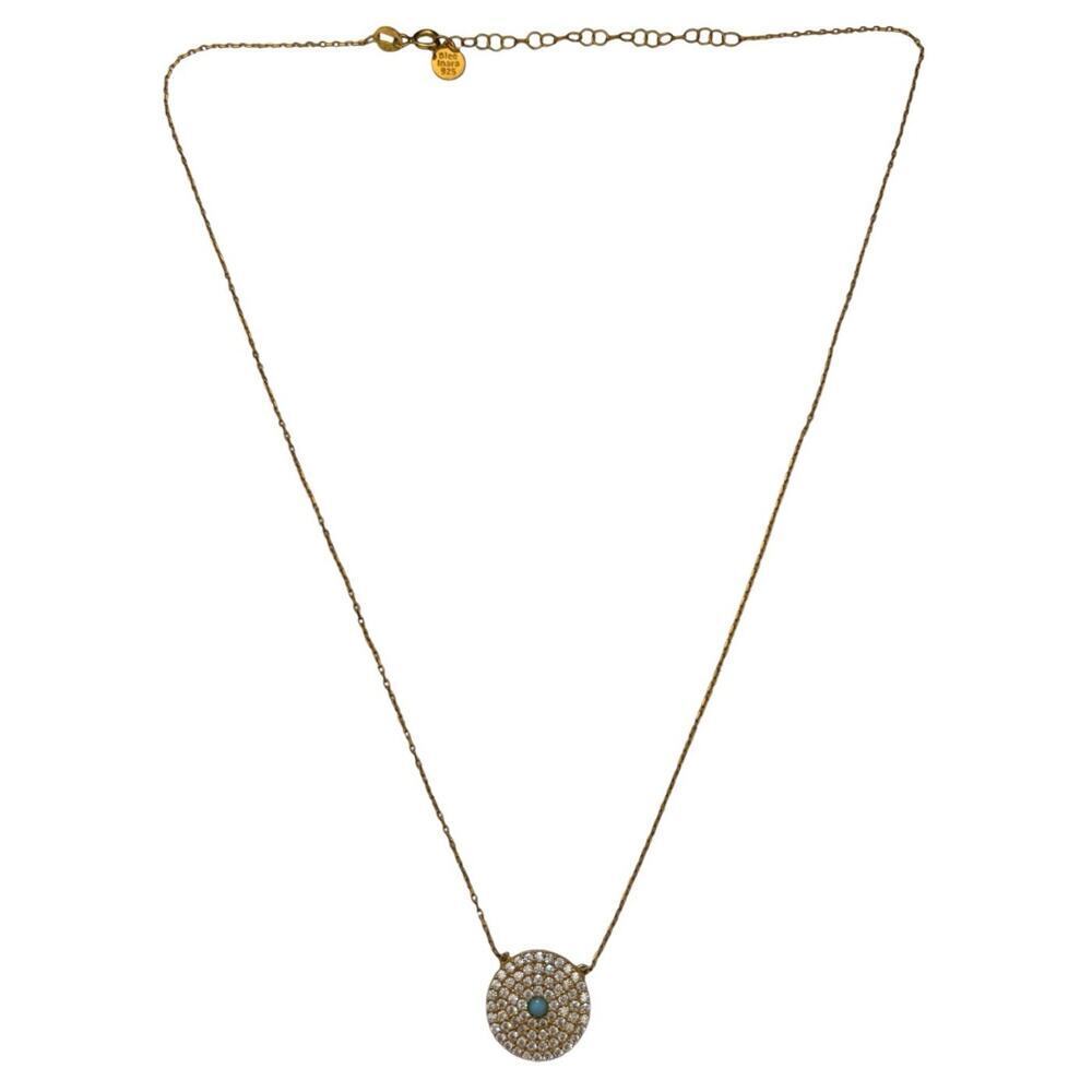 Blee Inara Pave Rhinestone Disc Chain Necklace 15” + 2”Long